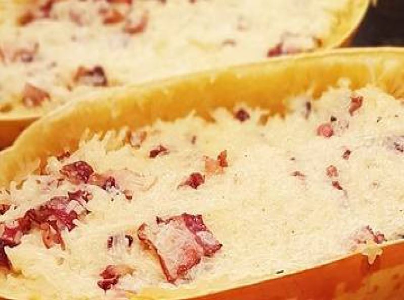 Spaghettikürbis Carbonara